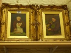Friars in the Refectory! Pair of late 19th Century oils on board signed A Scott