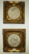 Pair circular composite relief panels after the antique in ornate gilt frames
