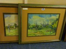 Pair of golfing watercolours by Robert Thomson