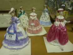 Set of five Royal Worcester figures 'The Fashionable Victorians', all with certificates