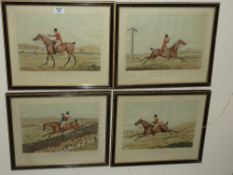 'How to Qualify for a Meltonian' set of four 20th Century hand coloured hunting engravings after S &