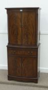 Reproduction mahogany bow front drinks cabinet with pull out slide