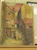 'Arguments Yard, Whitby', 19th/20th Century watercolour unframed