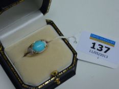 Turquoise and diamond ring hallmarked 9ct