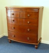 Victorian mahogany bow front chest of two short and three long drawers 110cm x125cm high