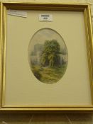 'The Walls' York, oval watercolour, titled, signed and dated 1880 verso