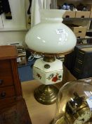 Brass oil lamp with ceramic reservoir