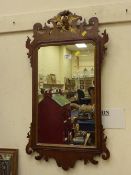 Early 20th Century wall mirror in fretwork mahogany Chippendale style frame