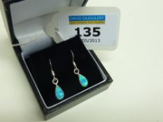 Pair of opal drop ear-rings stamped 925