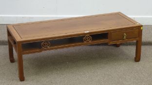 Chinese rosewood rectangular coffee table fitted with single drawer