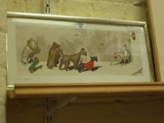 'Sens Interdit' Hand coloured French etching of dogs signed