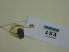 Opal lozenge shaped ring stamped 9ct