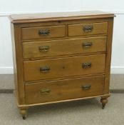 Victorian pine chest of two short and three long drawers, 112 x 47 x 114cm