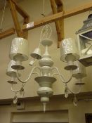 Contemporary five branch white metal chandelier