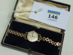 Ladies Omega 9ct gold wristwatch noA.L.D. 6115002 368363 the bracelet strap hallmarked 9 carat