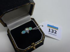 Australian opal three stone ring hallmarked 9ct
