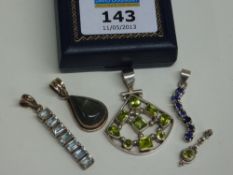 Various gemstone pendants, some 925