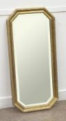 Rectangular gilt famed wall mirror with shaped corners
