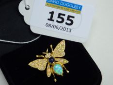 Sapphire and opal butterfly brooch