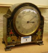 Early 20th Century mantle clock in Chinoiserie lacquered case 15cm