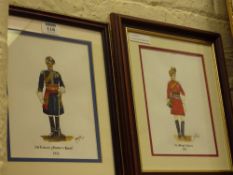 '2nd Lancers and 5th Bengal Cavalry', pair Colonial military uniform portraits, watercolours