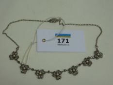 Vintage marcasite and pearl necklace