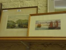 'The Landing Place, Brodick, Isle Of Arran' by coloured etching by Claude Rowbotham and a French