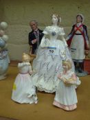 Royal Worcester figure 'The Last Waltz' and a pair of small Royal Doulton figures 'Reward' HN3391