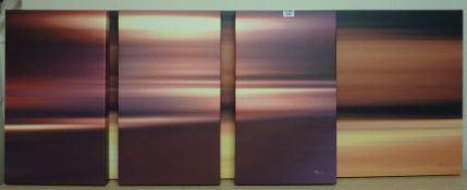 Abstract Sunset, set of four contemporary prints on canvas