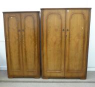 Mid 20th Century walnut double wardrobe and matching part fitted gents wardrobe