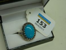 Turquoise and marcasite ring stamped 925