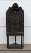 19th Century extensively carved oak corner cabinet on stand, 85cm
