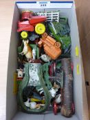 Lead farm animals, accessories and toys in one box