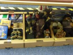 Cameras, binoculars, Laurel & Hardy figures and miscellanea in three boxes