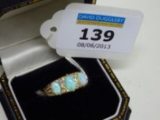 9ct gold ring set opals hallmarked