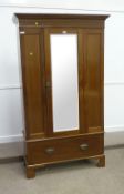 Edwardian inlaid mahogany wardrobe with mirror door and drawer