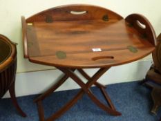 Georgian style Butler's mahogany tray and stand