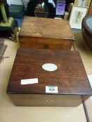 Victorian brass bound walnut lap desk and a Victorian rosewood vanity box