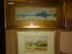 Venetian Scene, 19th century watercolour signed by Walter Witham; Harbour Scene, 19th century