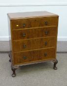 Mid 20th Century walnut four drawer chest, crossbanded top 77cm