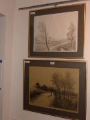 'Ben Rhydding' and 'Kinsey Crag', two lithographs, Yorkshire through Japanese eyes by Tadamichi