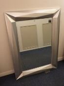 Rectangular bevelled edge wall mirror in contemporary silvered frame