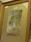 Trees on a Coastal Path, watercolour by Mary Weatherill attributed and initialled by her brother