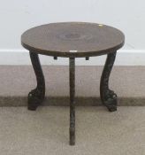 19th Century Burmese carved hardwood circular occasional table, 61cm