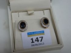 Sapphire and diamond ear-rings stamped 375