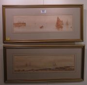 Coastal Scenes, pair late 19th Century watercolours by G S French