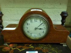 Edwardian Inlaid mahogany mantle clock 13cm
