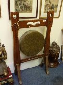 Gong in oak arts and crafts style frame