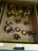 Collection of Royal Doulton and other stoneware mugs, salts, jugs etc in one box