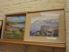 Robin Hoods Bay, 20th Century watercolour signed by H Adams and another view of Robin Hoods Bay